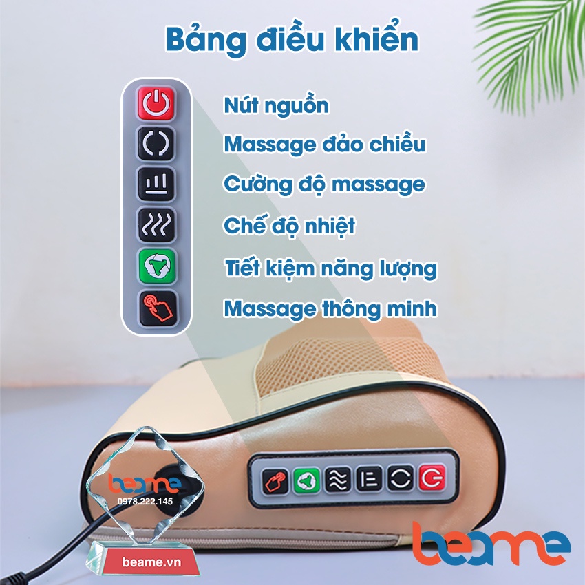 Gối Massage Hồng Ngoại Đa Năng - Chuyên Sâu Cho Cổ, Vai Gáy, Lưng Dưới, Đùi, Chân - Sử Dụng Tại Nhà, Văn Phòng, Trên Ô Tô - Máy Mát xa Toàn Thân Nhiệt Hồng Ngoại