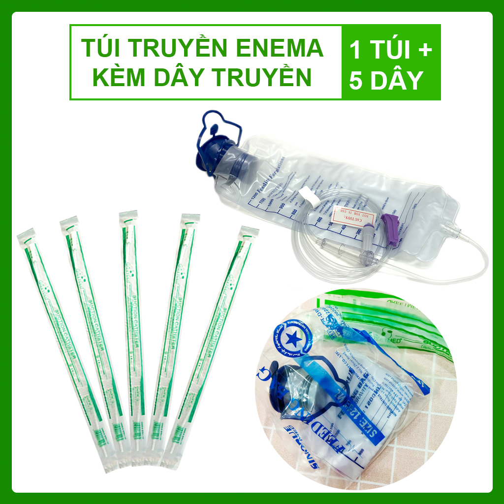 Bộ Dụng Cụ Thải Độc Đại Tràng, Túi Truyền Enema Kèm Dây Truyền (Combo 1 Túi + 5 Dây)