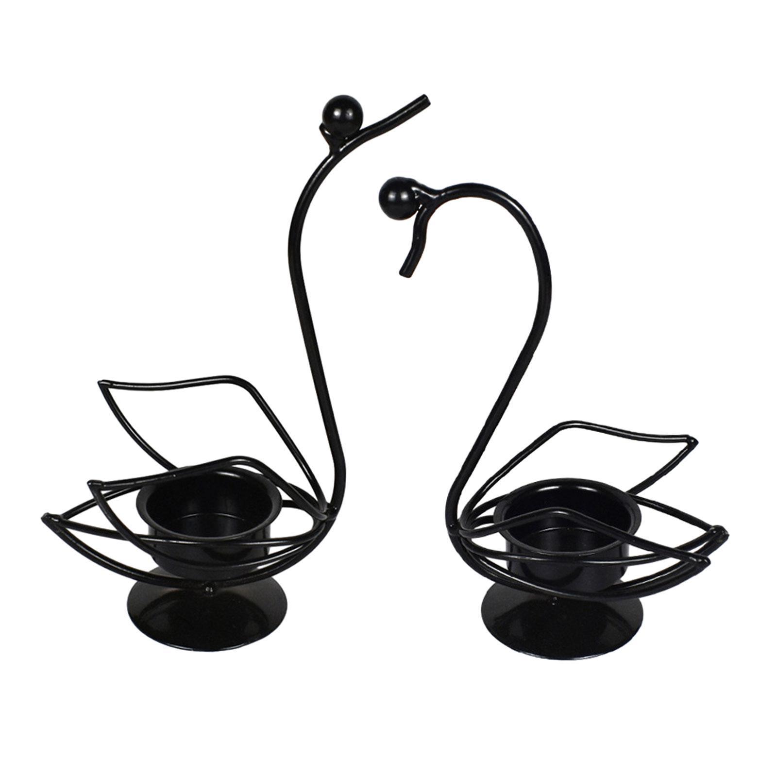 2x Swan Candle Holder Candelabra Elegant Nordic Iron Candlestick Candle Stand for Dining Table Living Room Home Holiday Decor