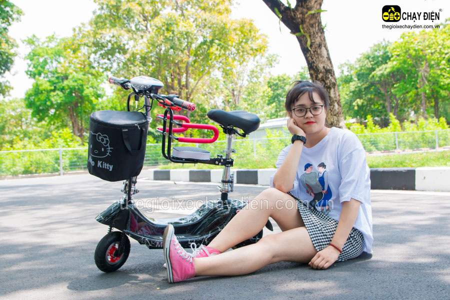 XE ĐIỆN GẤP MINI E-SCOOTER GIỎ TRƯỚC VÀ GHẾ PHỤ