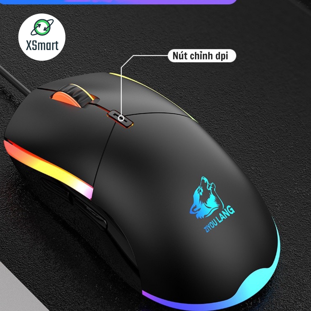 Chuột Máy Tính Có Đèn Led Đổi Màu XSmart V7 Gaming Mouse, Chỉnh DPI, Siêu Bền, Kết Nối Laptop PC, Sử Dụng Quang Học - Hàng Chính Hãng