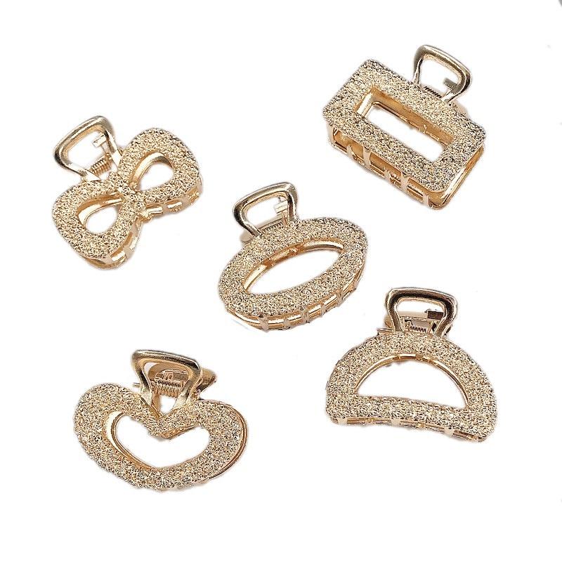 Set 5 Kẹp Tóc Đính Đá Vân Nổi Mạ Vàng Phong Cách Hàn Quốc Cho Nữ
