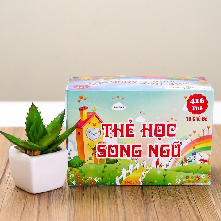 Combo 1 bộ 416 thẻ học song ngữ 16 chủ đề và 1 bộ 31 thẻ động vật 4D để bé học tiếng Anh