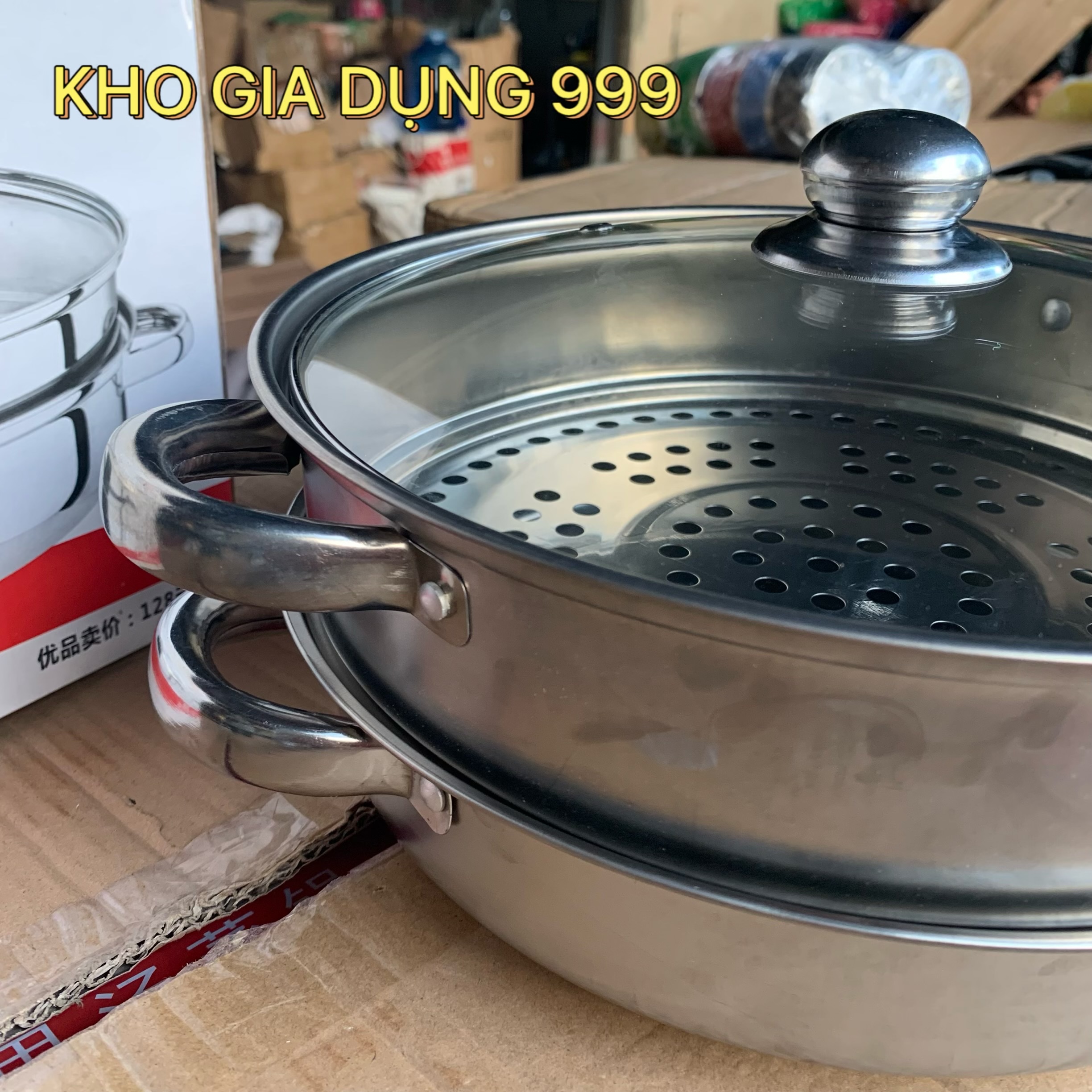 NỒI HẤP INOX 2 TẦNG SIZE 28CM - VỪA LÀ NỒI HẤP VỪA LÀ NỒI LẨU ĐƯỢC LUÔN PHÙ HỢP VỚI BẾP GA, BẾP ĐIỆN, BẾP TỪ