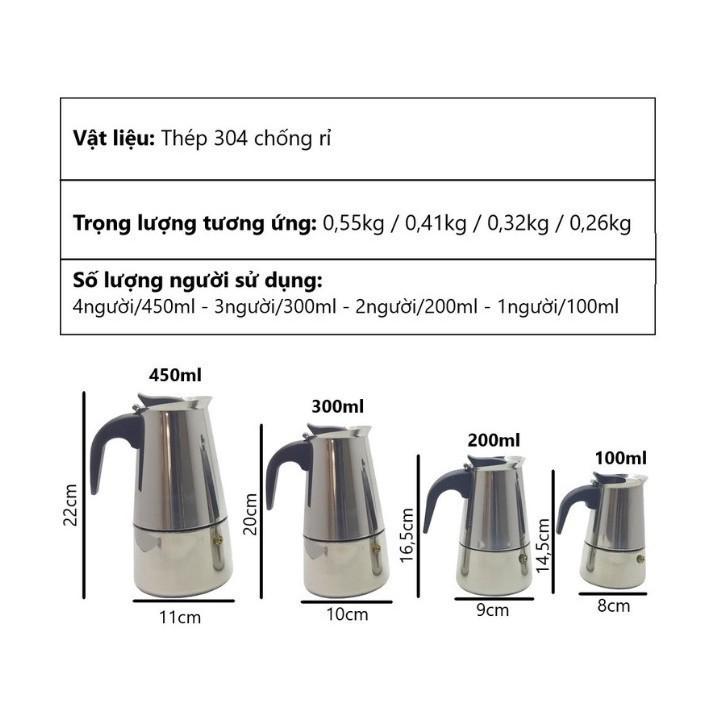 COMBO ẤM PHA CÀ PHÊ 300ml INOX tặng kèm 1 BẾP ĐIỆN MINI 500W LOẠI TỐT - BẾP VÀ BÌNH PHA CAFE 300ml INOX LOẠI TỐT