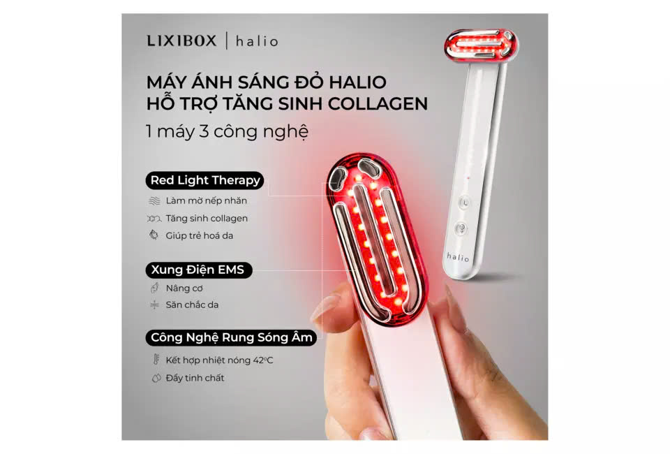 Máy Ánh Sáng Đỏ Giúp Trẻ Hoá Da Halio Red Light Therapy Device 3 in 1 - Hàng Chính Hãng