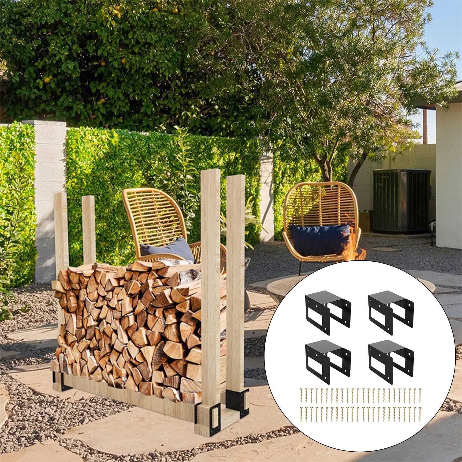 Firewood Bracket Storage Holder Outdoor Indoor Log Rack Storage