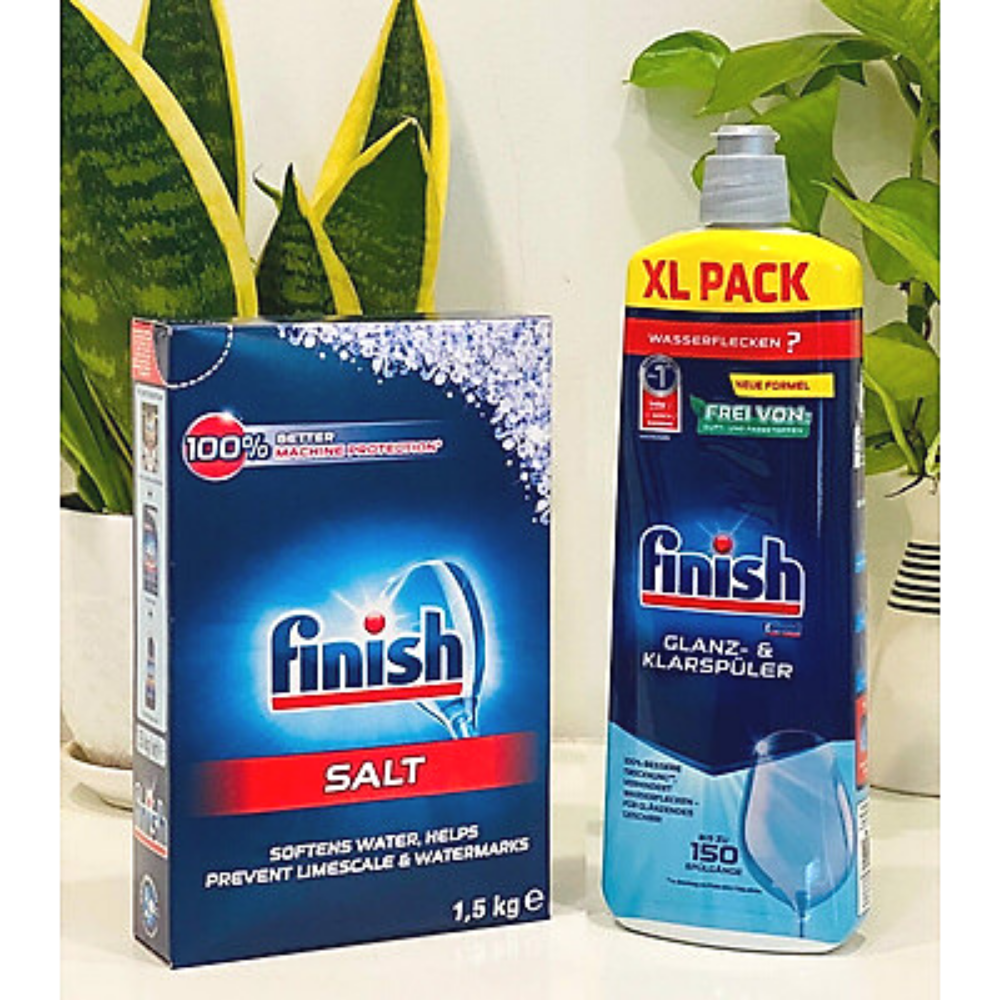 Combo Muối rửa bát finish 1.5kg+Nước làm bóng finish800ml dùng cho Máy rửa bát