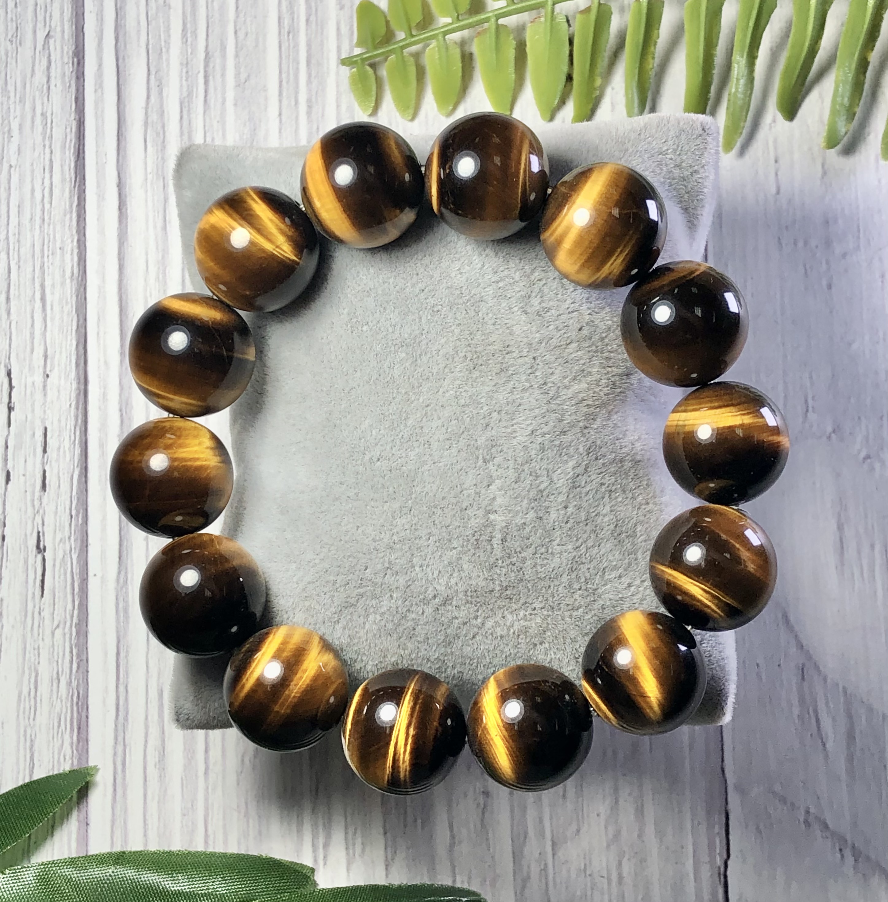 Vòng tay Thạch Anh Mắt Hổ vàng nâu 16mm cao cấp chuẩn 5A