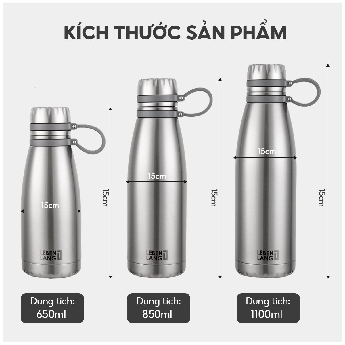 Bình giữ nhiệt Lebenlang LBL1660, LBL1661, LBL1662 inox cao cấp không gỉ, lõi lọc trà đi kèm, hàng chính hãng