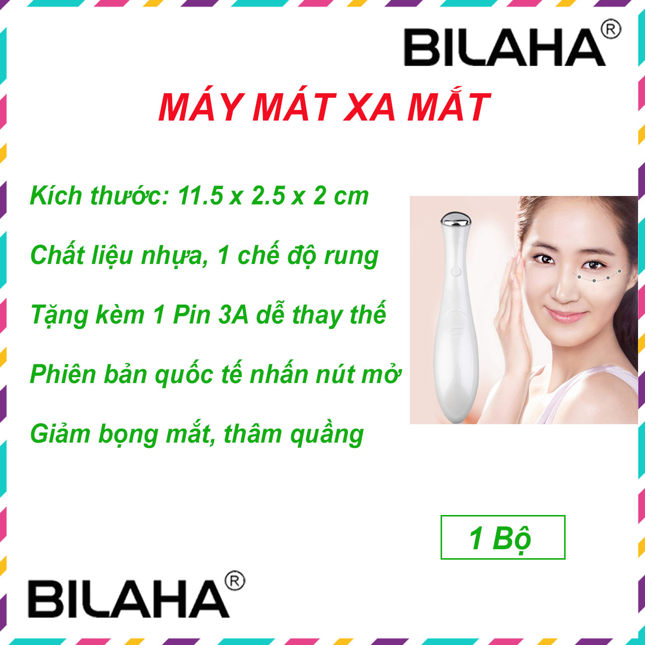 Máy mát xa mắt, cây lăn mặt chống lão hóa da cho vùng da sẫm màu da sần thâm quầng bọng mắt B74