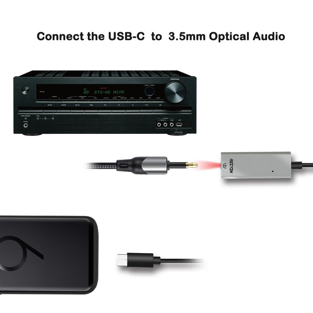 Tai nghe Reiyin DAC USB-C to Toslink Optical 3.5mm Bộ chuyển đổi âm thanh 192kHz 24bit Thẻ âm thanh PC