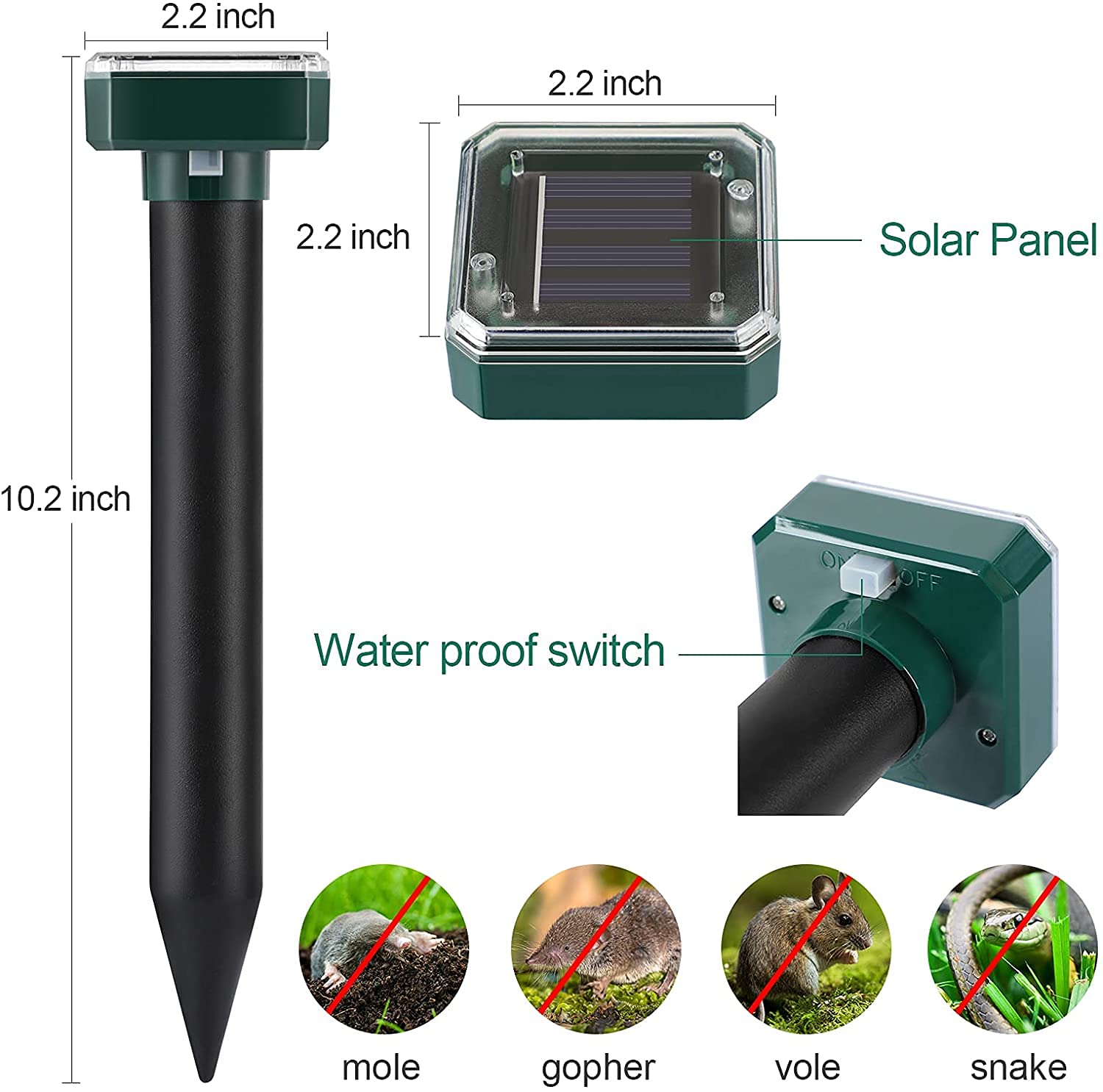 Máy đuổi chuột ngoài trời (Bộ 2 cái)IP65 Waterproof Outdoor Ultrasonic Snake Repellent