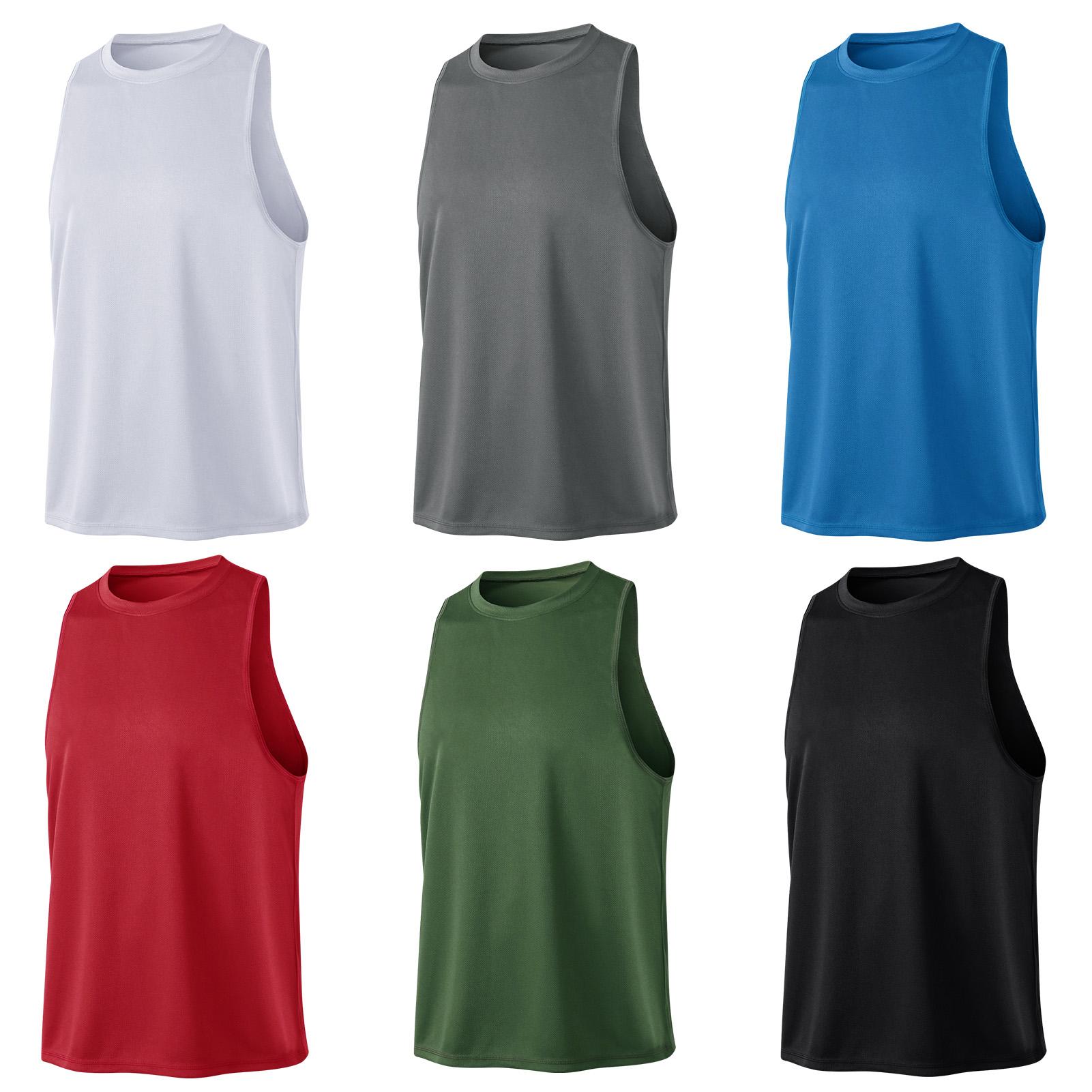 Áo thun 3 lỗ, không có cổ thể thao cho nam, nhanh khô, chất liệu co giãn, siêu thoáng khí