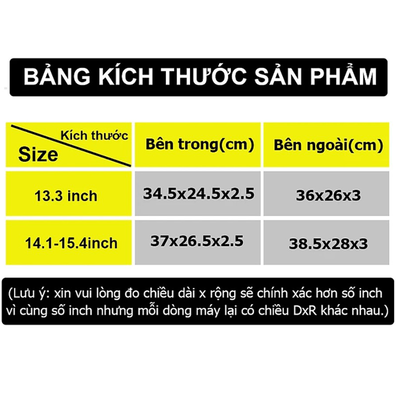 Túi chống sốc đựng Laptop 2 ngăn chất liệu da có tay xách tiện lợi nhiều màu size 13.3 inch, 14.1-15.4