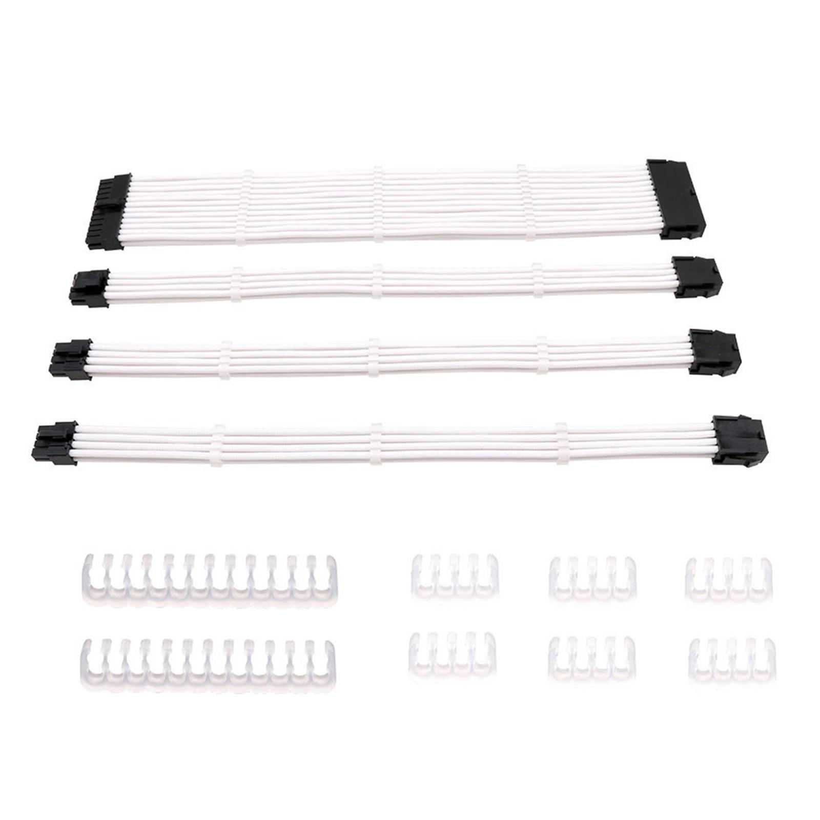 Sleeved Cable 30cm  Extension 24Pin PVC White for  Supply Case