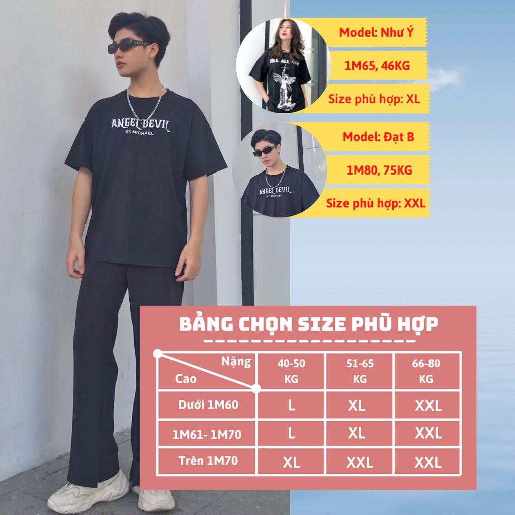 Áo thun form rộng in hình Thánh Michael phông tay lỡ Unisex nam nữ cotton tee oversize