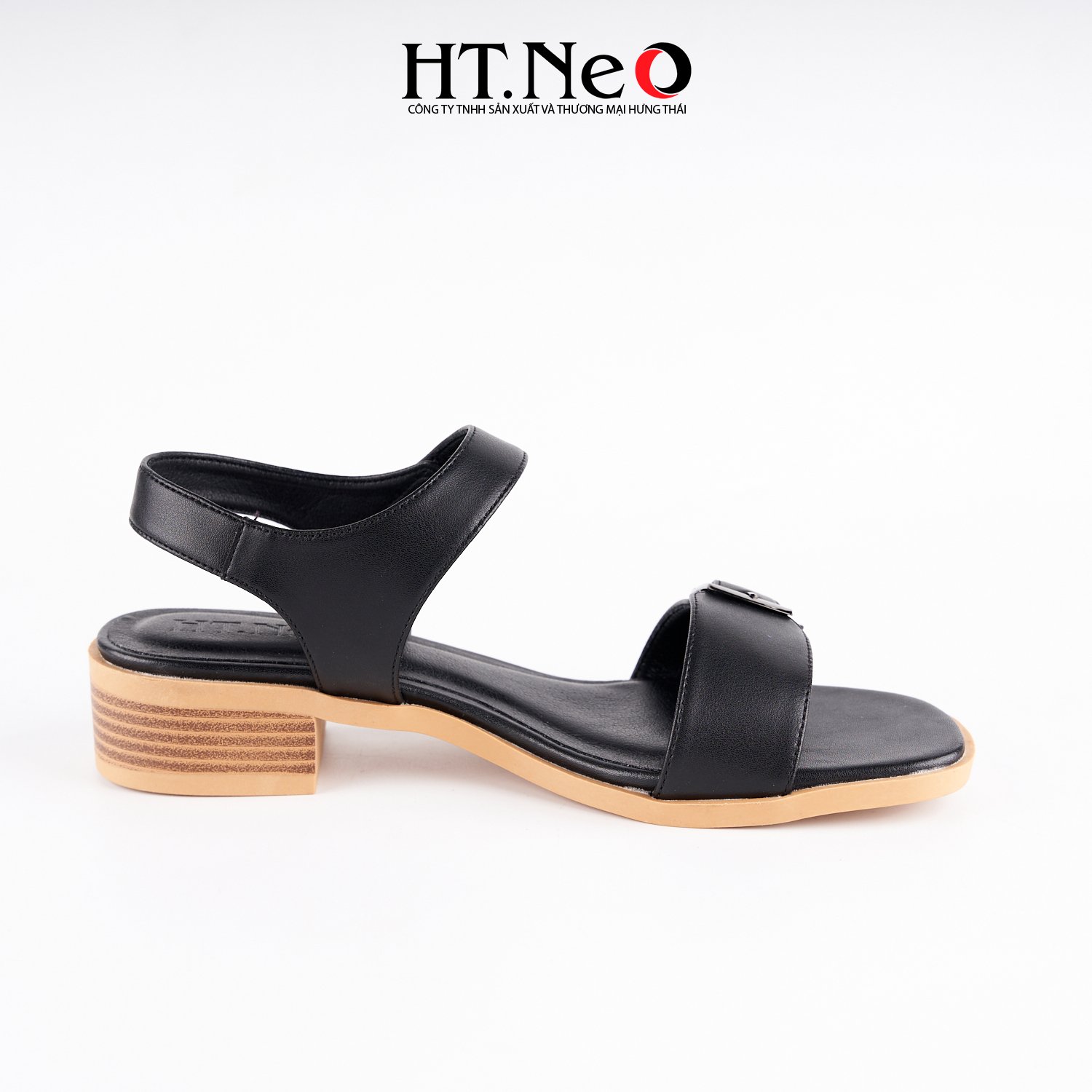 Sandal nữ 3p quai cài gót trụ chất liệu da khuy vuông SDN173