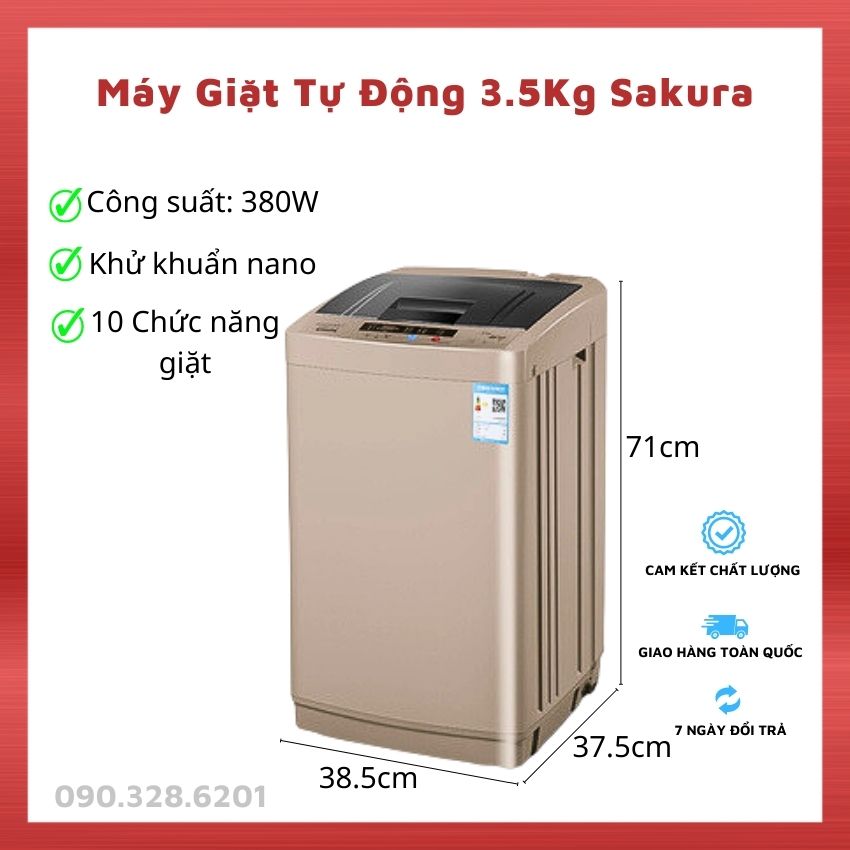 Máy Giặt Mini Tự Động 3.5kg Có Khử Khuẩn UV, Máy Giặt Đồ Trẻ Em Người Già, Máy Giặt Cửa Trên