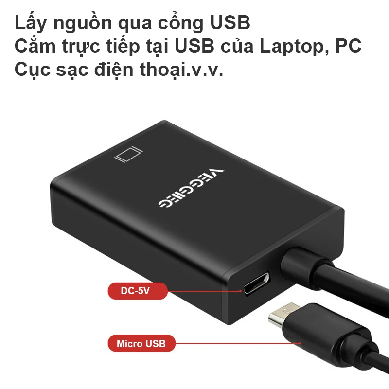 Cáp chuyển đổi VGA + Audio ra HDMI Veggieg VH-B