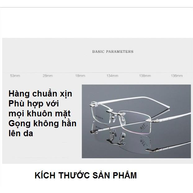 Gọng kính thời trang gọng khoan kiểu dáng doanh nhân có thể thay cận viễn loạn KT75UNIQUI