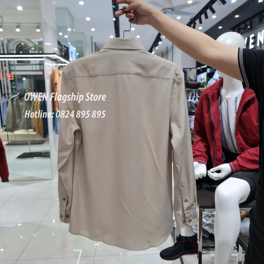 OWEN - Áo sơ mi nam dài tay dáng REGULAR sợi Cafe - Mã AR23367D