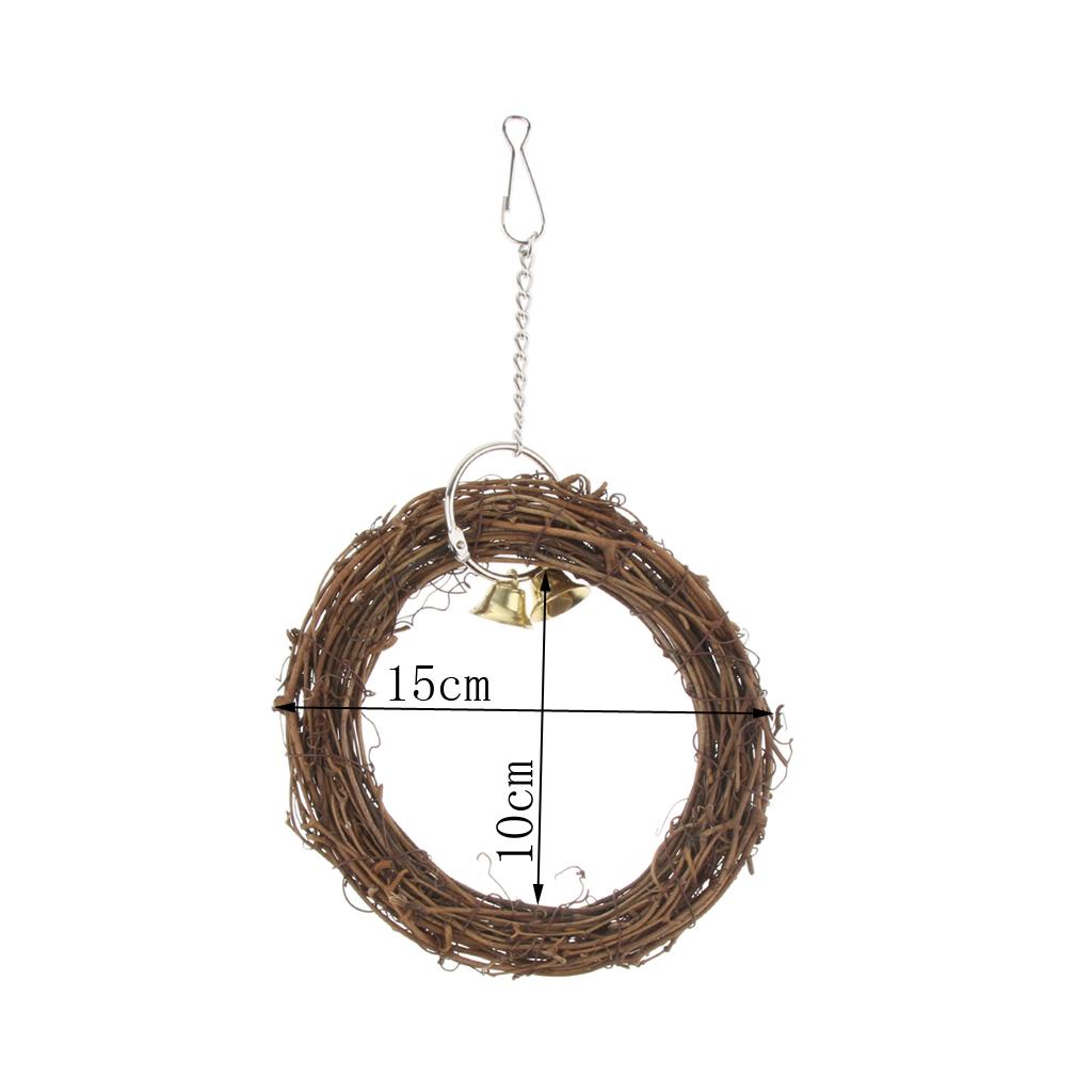 Bird Parrot Cage Hanging Swing Chew Perches Toys Cockatiel Budgie Rattan Stand