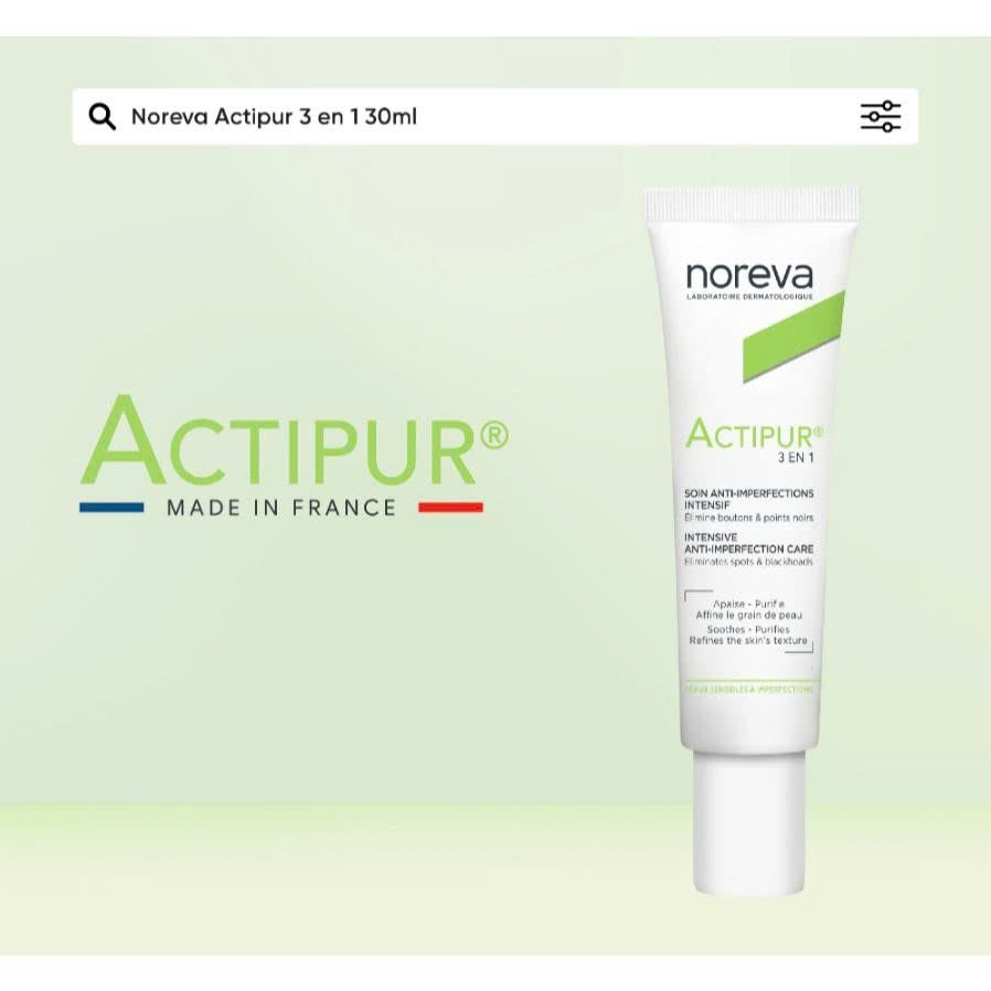 Kem mụn giảm tiết bả nhờn, giữ ẩm da Noreva Actipur 3 En 1 Care 30ml