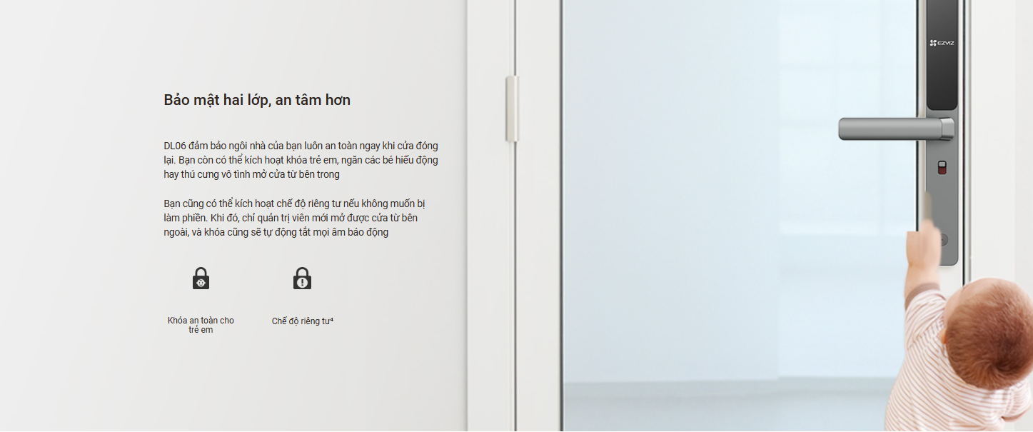 Khóa cửa vân tay thông minh EZVIZ DL06 Báo chống trộm, 5 lớp bảo mật - Hàng chính hãng