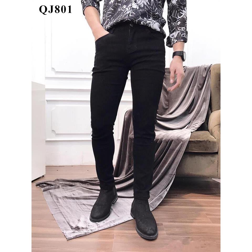 Quần jeans nam đen và rách gối, quần bò dáng slimfit ôm chân cực đẹp cao cấp thu_sam_shop