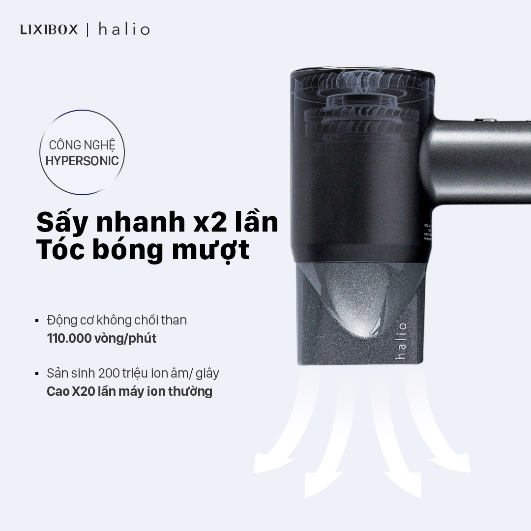 Máy Sấy Tóc Halio Hypersonic Hair Dryer Luân Phiên Nóng Lạnh, Bảo Vệ Da Đầu