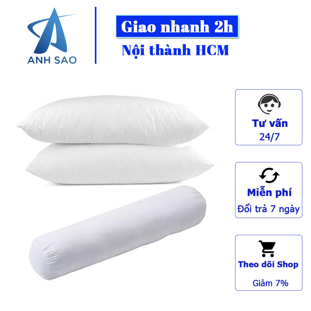 Combo Bộ 2 gối nằm + 1 gối ôm - Gòn bông nhân tạo an toàn sức khỏe - Có khóa kéo dễ dàng thêm bớt gòn bên trong - Êm ái, mềm mịn