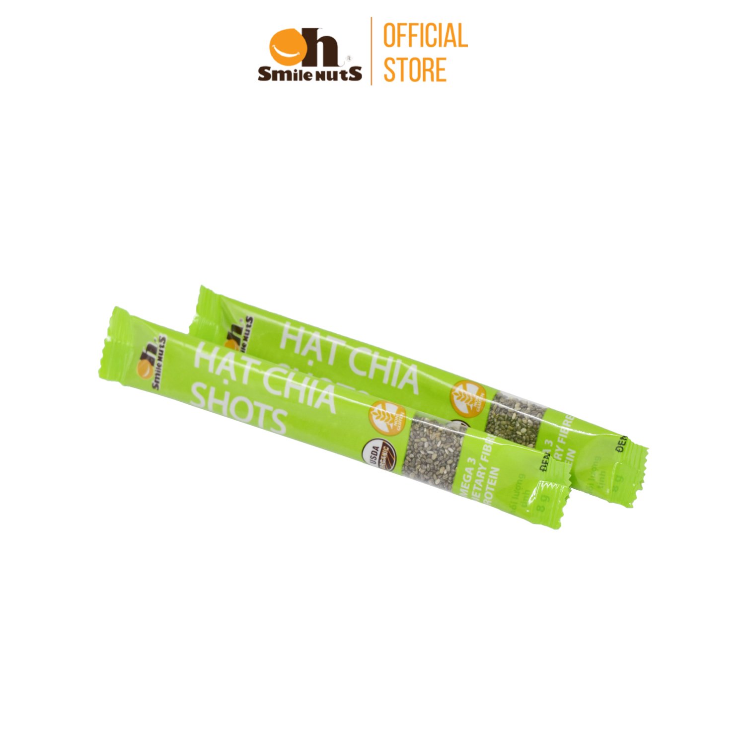 Tép Hạt Chia Shots hữu cơ Smile Nuts gói nhỏ tiện dụng (8g/tép) - Hạt chia nhập khẩu từ Nam Mỹ - Organic Chia Seed Shots 8g