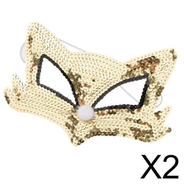 2xSequins lowrie Eye Half Face Mask Halloween Cosplay Party Fancy Dress Gold