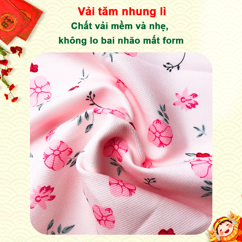 Áo dài bé gái 8-20kg chất tăm nhung cao cấp Baby-S, Áo dài cách tân cho bé họa tiết hoa nhí tay bồng xinh xắn – SAD007