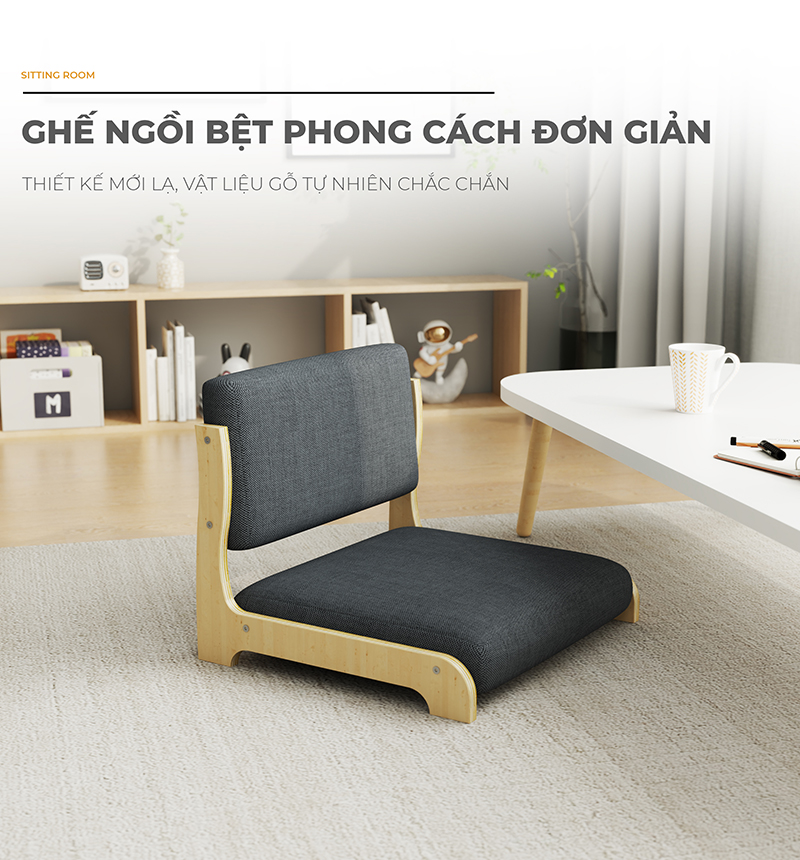 Ghế ngồi bệt kiểu Nhật có tựa lưng mặt đệm êm ái thương hiệu IGA - PG22
