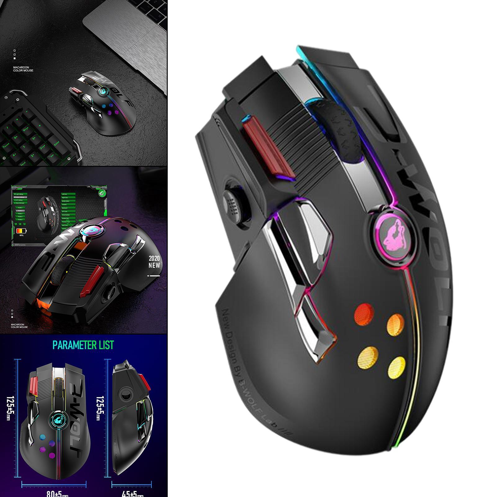 2.4G USB   Wireless RGB LED Gaming Mouse Mice 12000DPI for Gamer Black