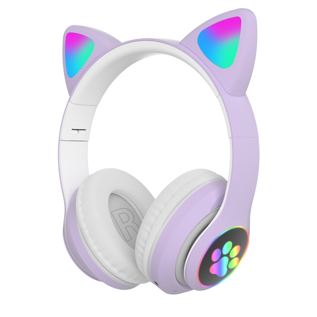 Tai Nghe Mèo bluetooth có mic Headphone Tai Bluetooth 5.0 AKS28 Có Micro Đàm Thoại, Chơi Game. Headphone Phát Sáng, Tai Nghe Mèo Cute Dễ Thương