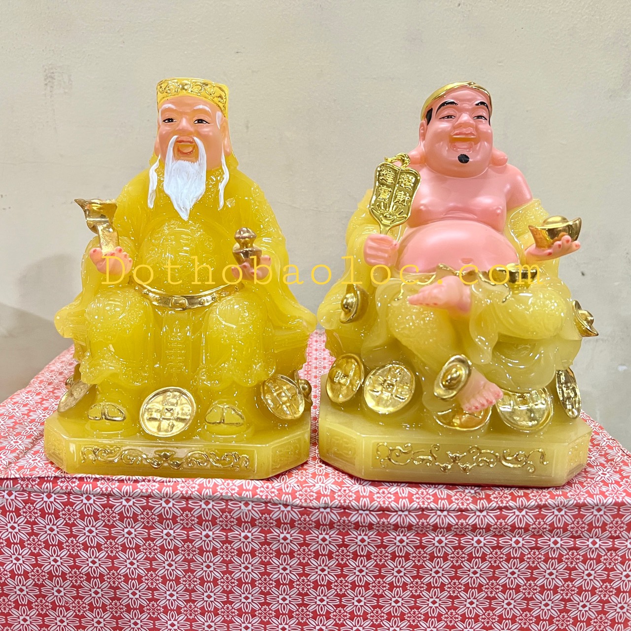 Tượng Thần Tài Thổ Địa đá cao cấp nhập khẩu Đài Loan cao 19cm – Vàng