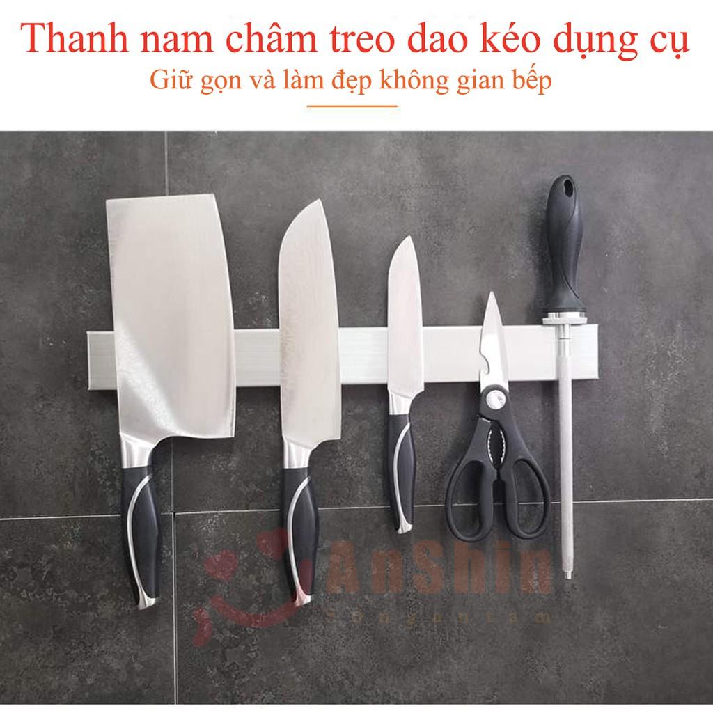 Giá treo dao kéo nhà bếp bằng nam châm vĩnh cửu hàng cao cấp vỏ bọc Inox 304 chống gỉ