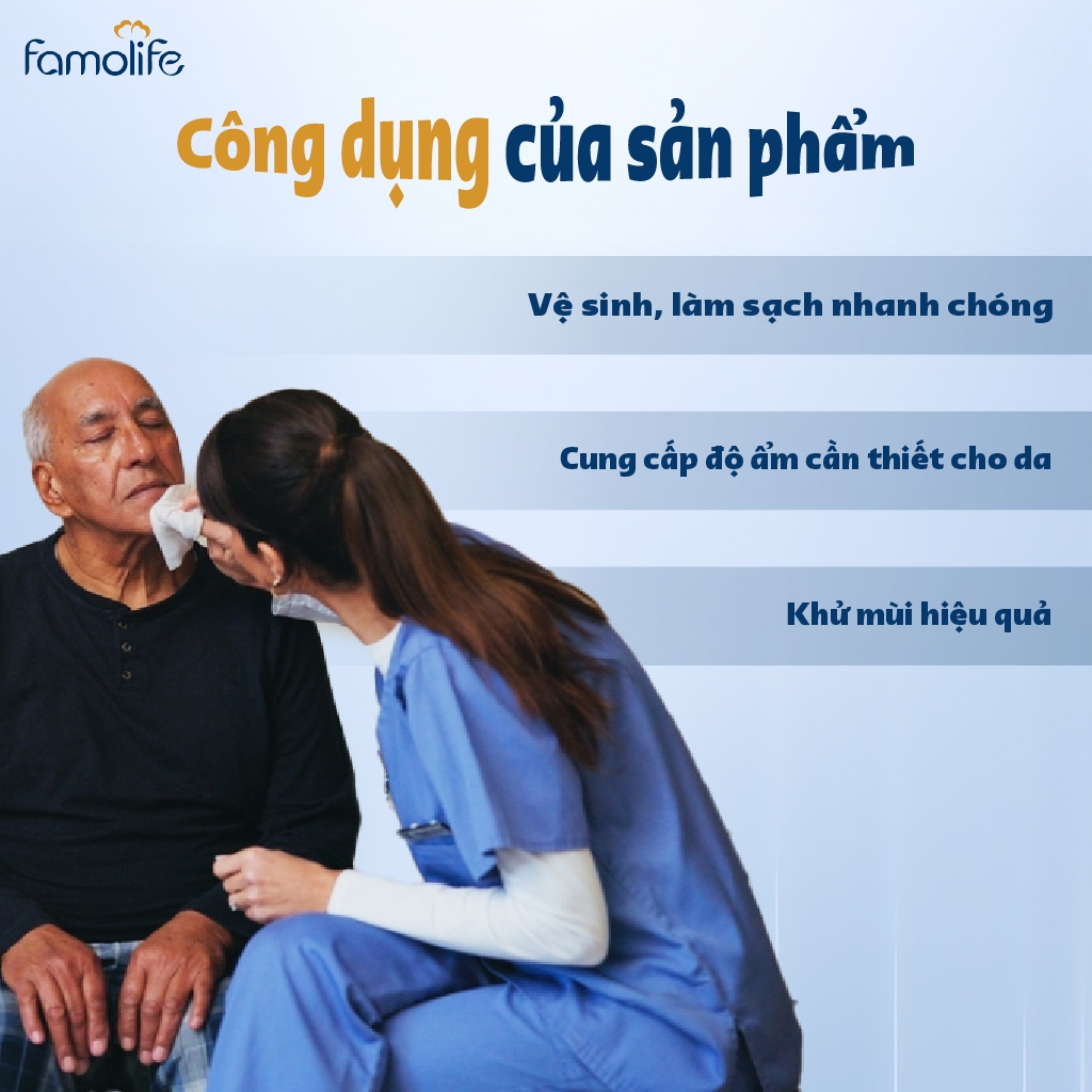 Khăn ướt Famolife 100 tờ không mùi mềm mịn, dưỡng ẩm vệ sinh cho người lớn