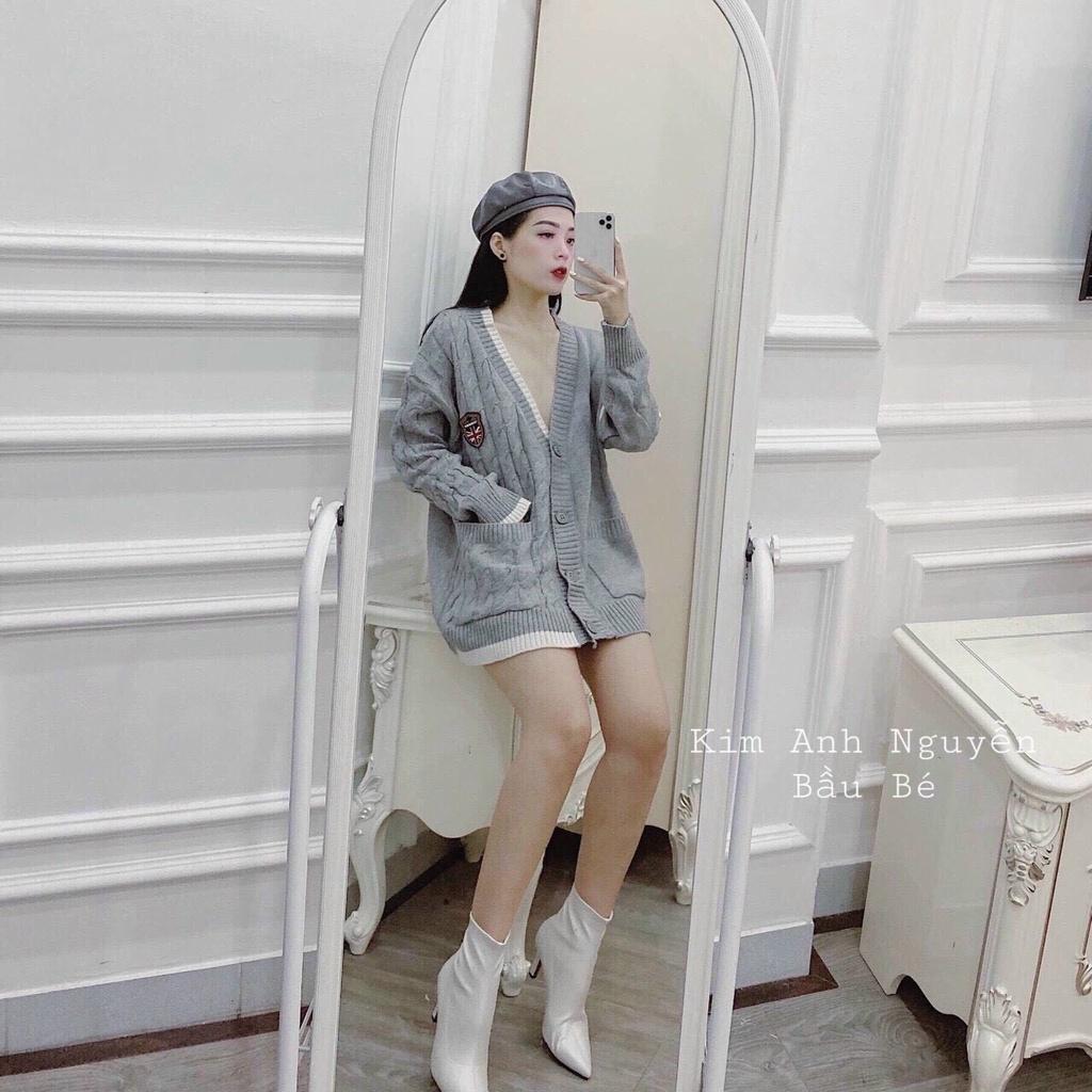 Áo khoác len cardigan huy hiệu QC