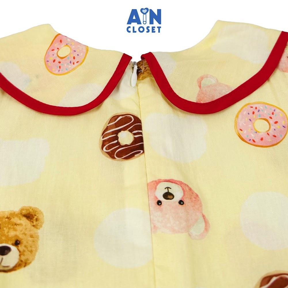 Đầm bé gái họa tiết Gấu Donut Vàng cotton - AICDBGOPFCRA - AIN Closet