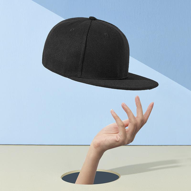 Xương Nón Snapback Đóng Kín Mũ Bóng Chày Nam Nữ Vành Phẳng 6 Planas Nón Hip Hop Trang Bị Kích Thước Phẳng Vành mùa Hè Nón Casquette Color: Black Size: 60cm