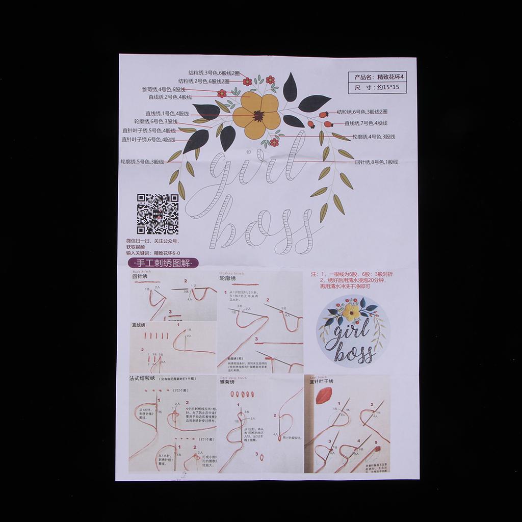 Embroidery Starter Kit with Flolwer Pattern DIY Needlework Kit for Beginners