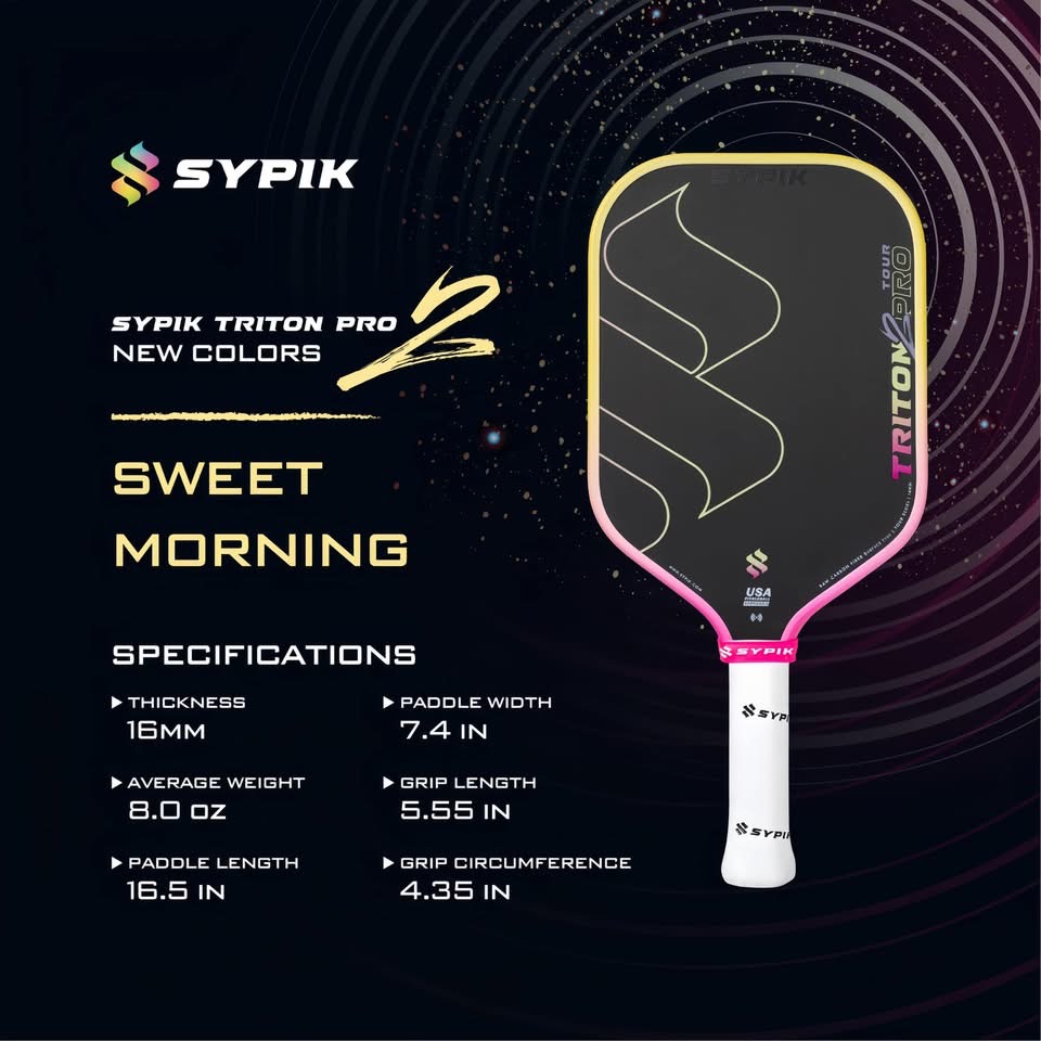 ￼Vợt Pickleball Sypik Triton Pro Sport -2025, Tay cầm ergonomically, Chất liệu Cacbon T700, Trọng lượng 8oz