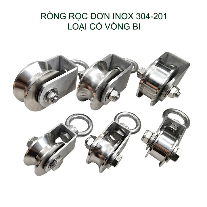 Ròng rọc đơn inox 304-201 không gỉ, có vòng bi với nhiều kích thước cho khách lựa chọn