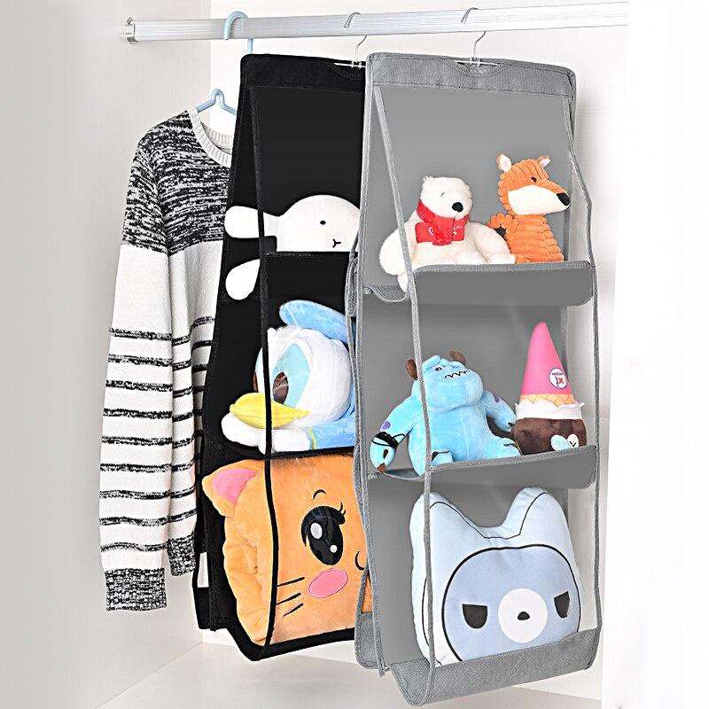 6 Pocket Hanging Handbag Organizer for Wardrobe Closet Transparent Storage Bag Door Wall Clear Sundry Shoe Bag with Hanger