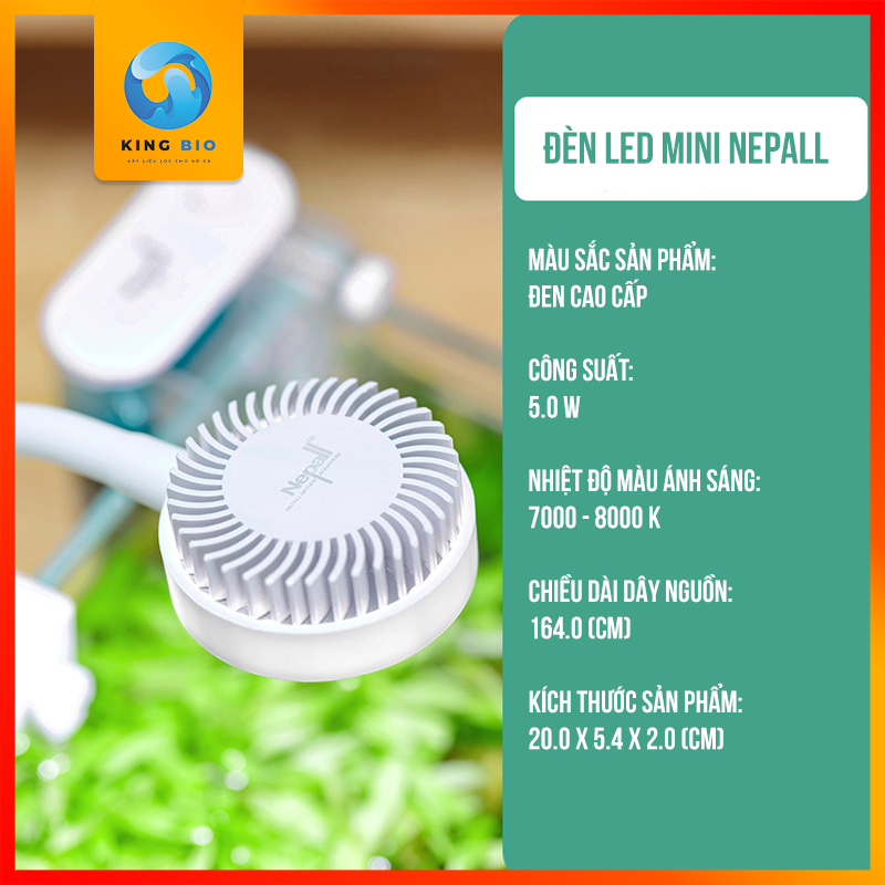 Đèn led Nepall đèn led cao cấp thân đèn xoay 360 độ gắn trên thành bể cá thủy sinh mini, bể cá để bàn