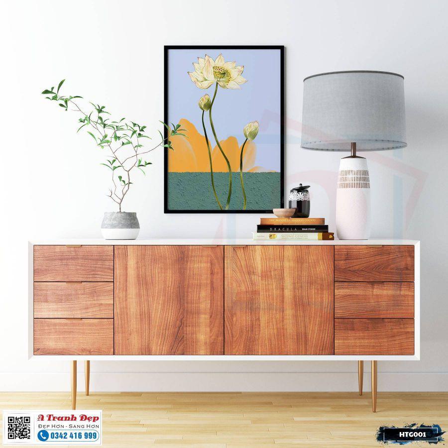 Tranh Canvas hoa sen họa tiết đơn giản - HTG001